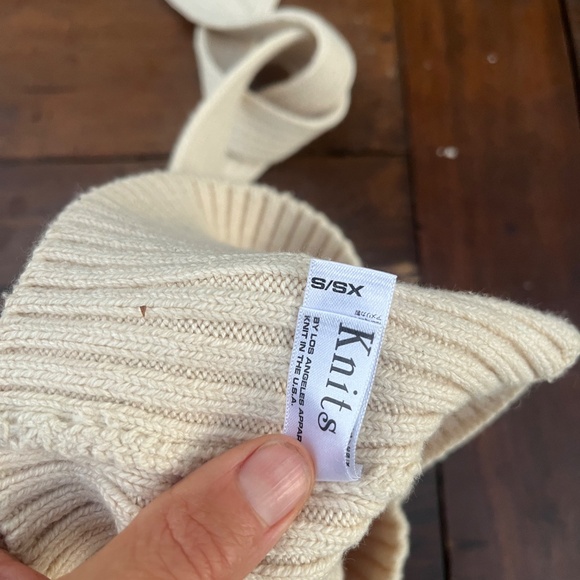 Los Angeles Apparel knit halter top xs s extra small xs/s creme crop top cropped - Picture 5 of 8